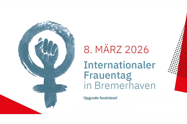 Frauenzeichen mit einer sich daraus emporstreckenden Faust