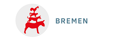 Eine Grafik der Bremer Stadtmusikanten und der Schriftzug Bremen